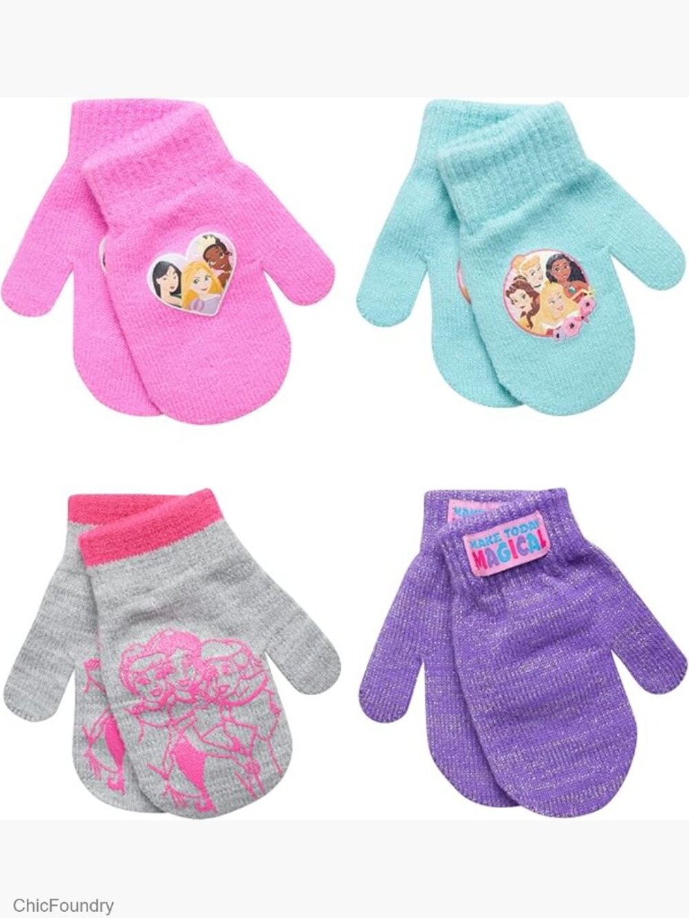Girls Insulated Waterproof Winter Gloves 4-Pack Toddler Size 2-4